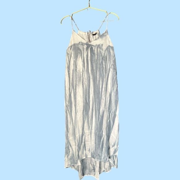 REVOLVE Krisa High-Low Linen Halter Tie Maxi Dress, White/Steel Blue. Small. NWT - Picture 9 of 16